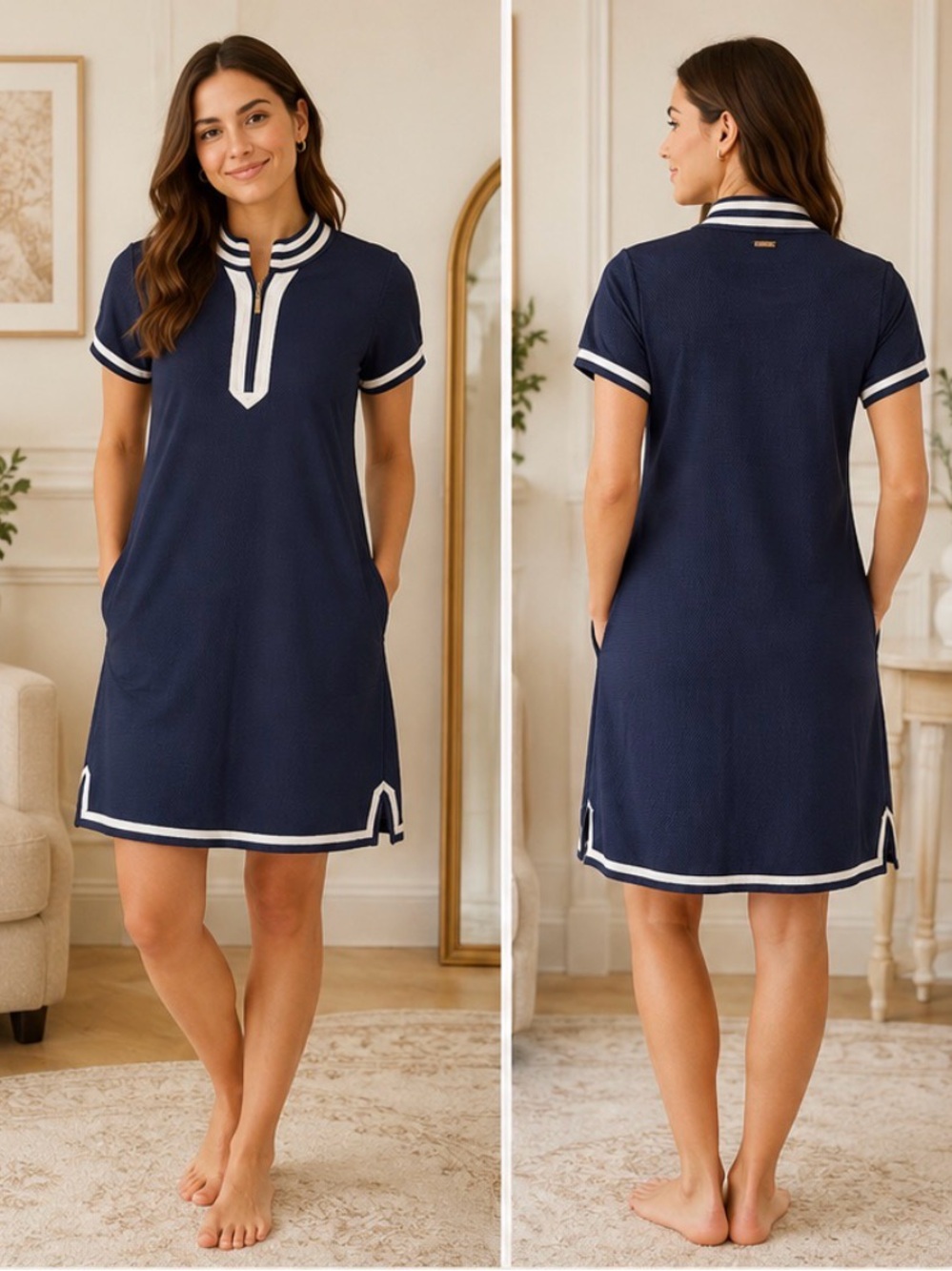 Cabana Life Sport Navy Blue Textured Dress – Size Small